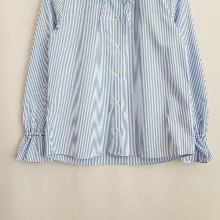 [BUNJANG] Uniqlo Striped Pattern Frill Ribbon Long Sleeve Blouse Women&