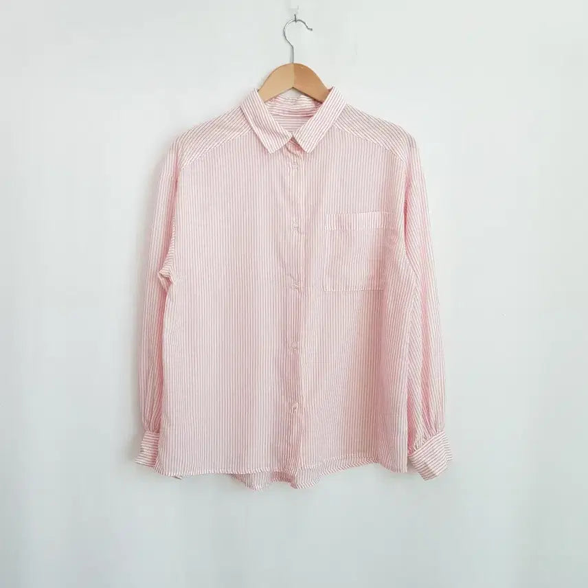 [BUNJANG] Vintage Stripe Pattern Loose Fit Sheer Long Sleeve Blouse / 빈티지 스트라이프 패턴 루즈핏 박시 시스루 긴팔 블라우스 여F Q584