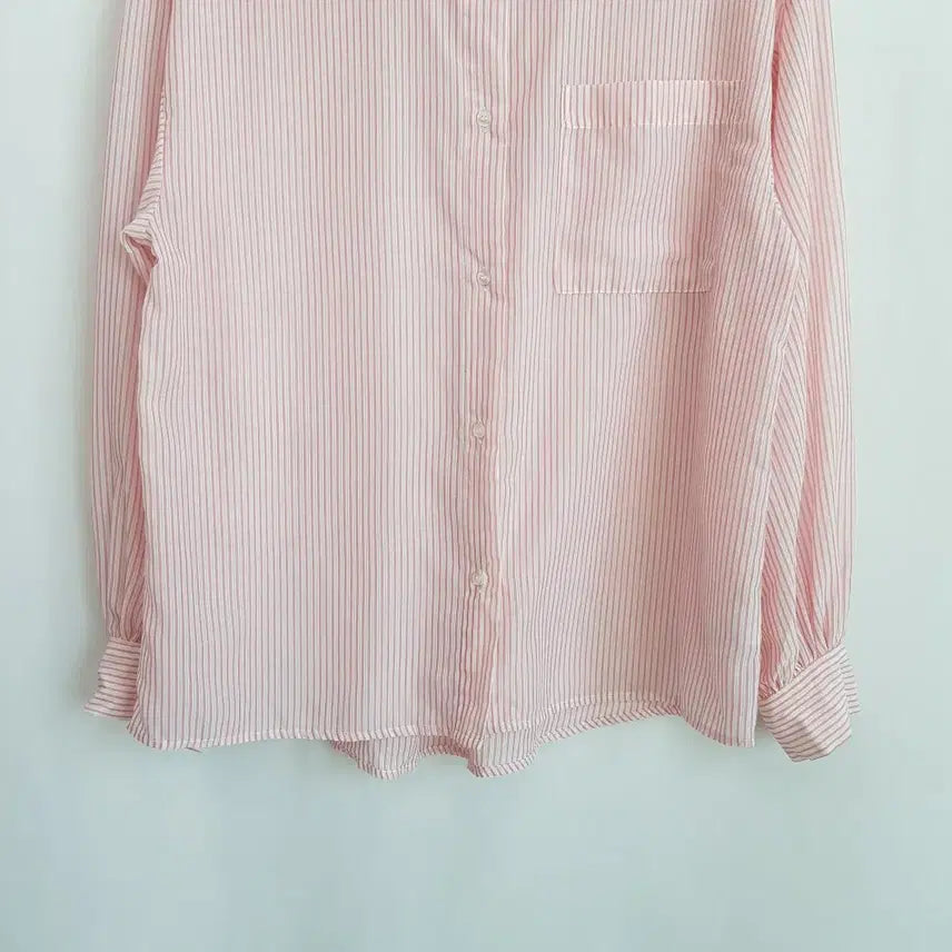 [BUNJANG] Vintage Stripe Pattern Loose Fit Sheer Long Sleeve Blouse / 빈티지 스트라이프 패턴 루즈핏 박시 시스루 긴팔 블라우스 여F Q584