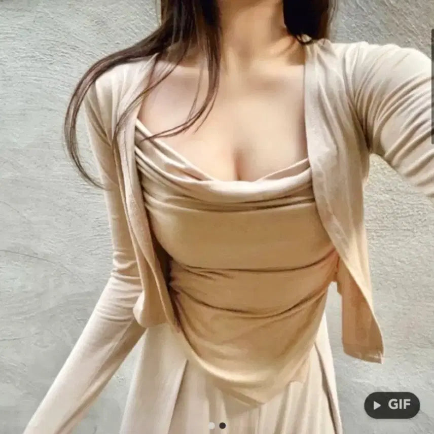 [BUNJANG] Silky Drape Summer Sleeveless Cardigan Set Two-Piece / 실키 드레이프 여름 나시 가디건 세트 투피스 에이블리 지그재그