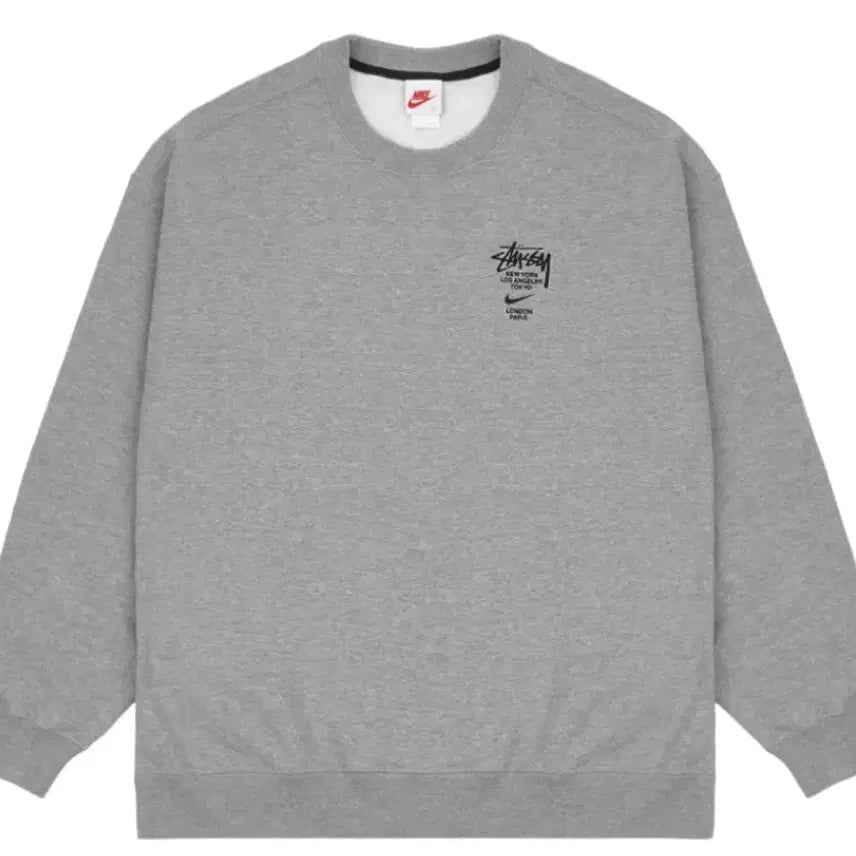 [BUNJANG] Nike x Stussy Header Crewneck Sweatshirt Grey L / 나이키 x 스투시 맨투맨 헤더 그레이 L (나투시)