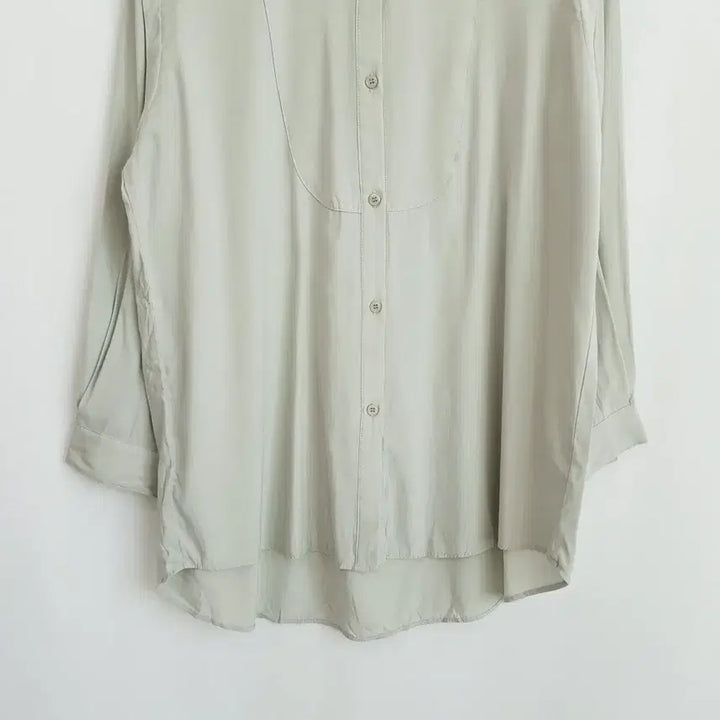 [BUNJANG] Vintage Henry Neck Solid Sheer Office Long Sleeve Blouse - Women&