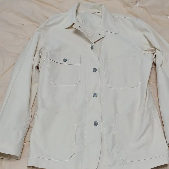 [BUNJANG] Uniqlo Ivory Cotton Pocket Jacket XL / 유니클로 아이보리 컬러 포켓 면 자켓