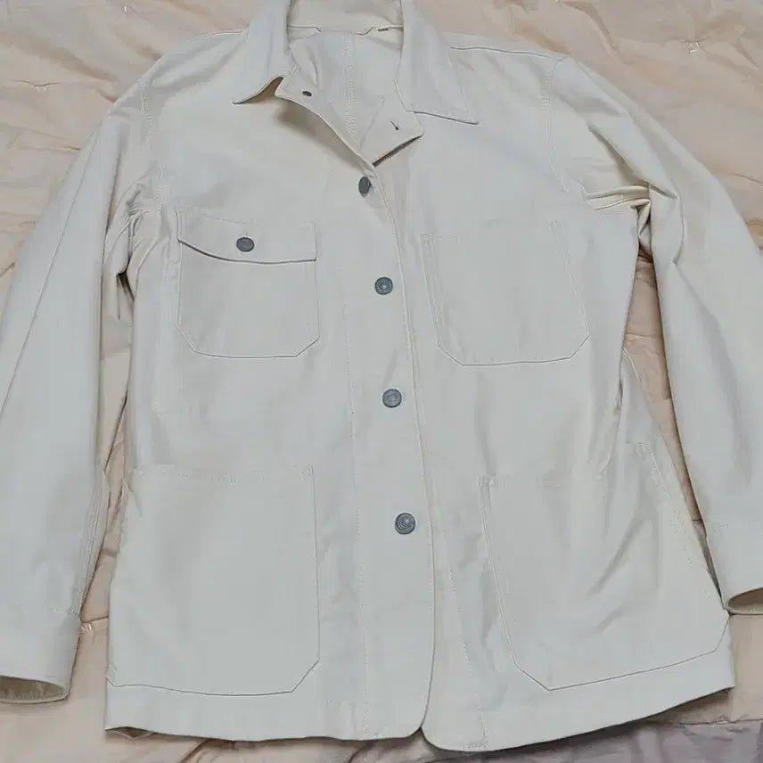 [BUNJANG] Uniqlo Ivory Cotton Pocket Jacket XL / 유니클로 아이보리 컬러 포켓 면 자켓
