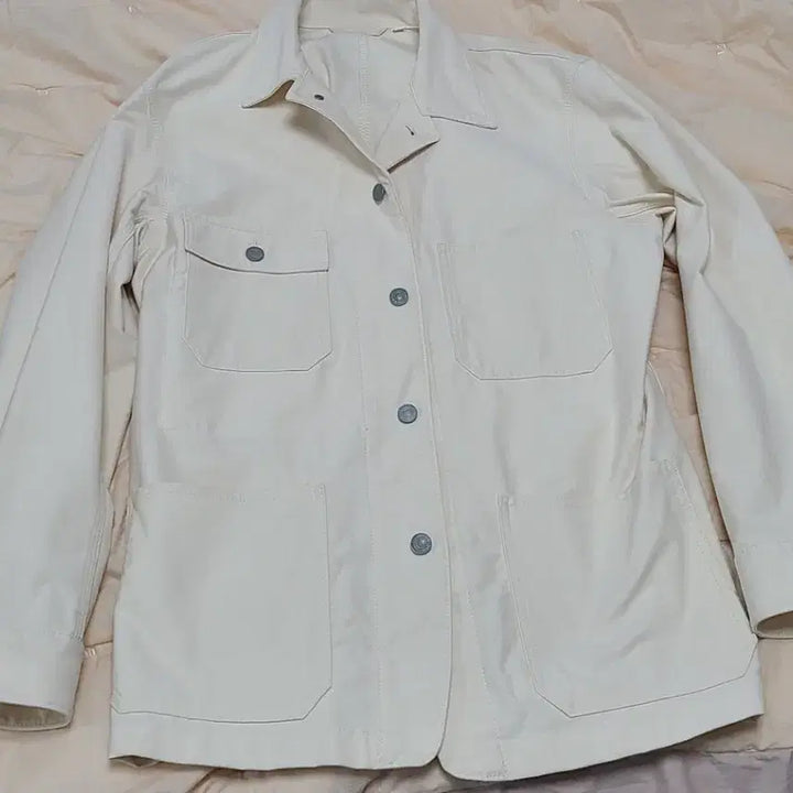 [BUNJANG] Uniqlo Ivory Cotton Pocket Jacket XL / 유니클로 아이보리 컬러 포켓 면 자켓