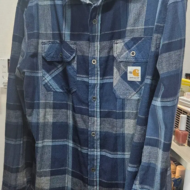 [BUNJANG] Carhartt FR Blue Check Shirt M / 칼하트 FR 블루 체크 셔츠 M