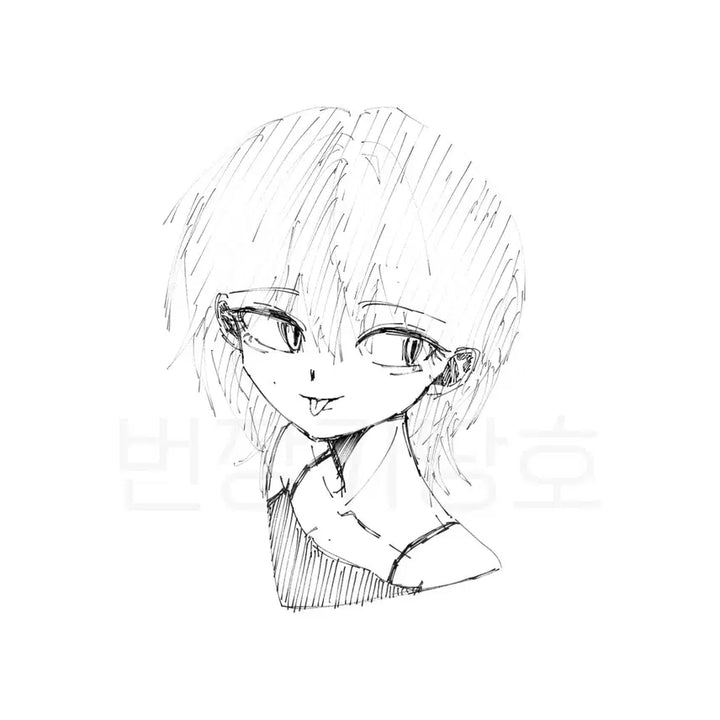 [BUNJANG] Quick Sketch Commission (Headshot, Black &amp; White) / 휘갈기는 낙서 커미션 (두상 낙퀄 흑백 러프