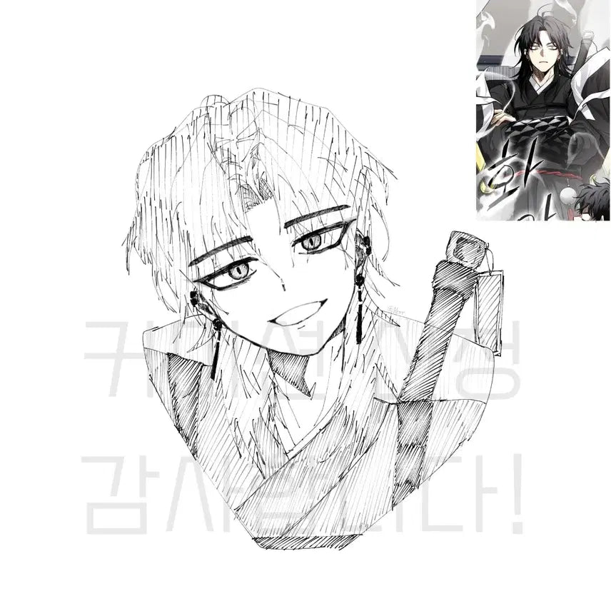[BUNJANG] Quick Sketch Commission (Headshot, Black &amp; White) / 휘갈기는 낙서 커미션 (두상 낙퀄 흑백 러프