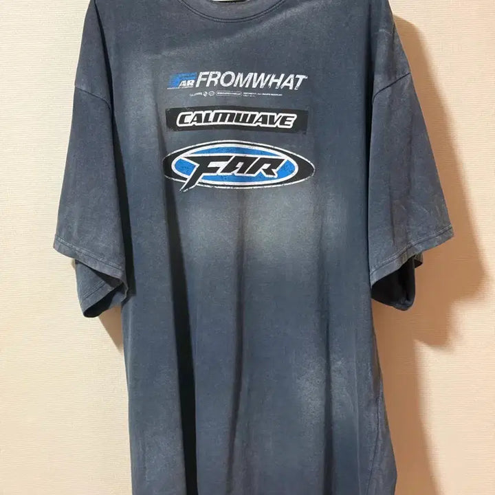 [BUNJANG] FROMWHERE Washed Logo T-Shirt Navy Size 1 / 파프롬왓 파 워시드 로고 티셔츠 네이비 1사이즈