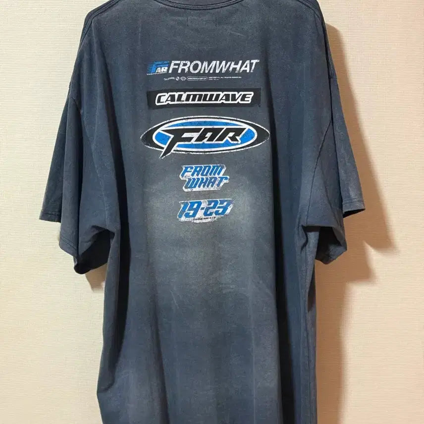[BUNJANG] FROMWHERE Washed Logo T-Shirt Navy Size 1 / 파프롬왓 파 워시드 로고 티셔츠 네이비 1사이즈