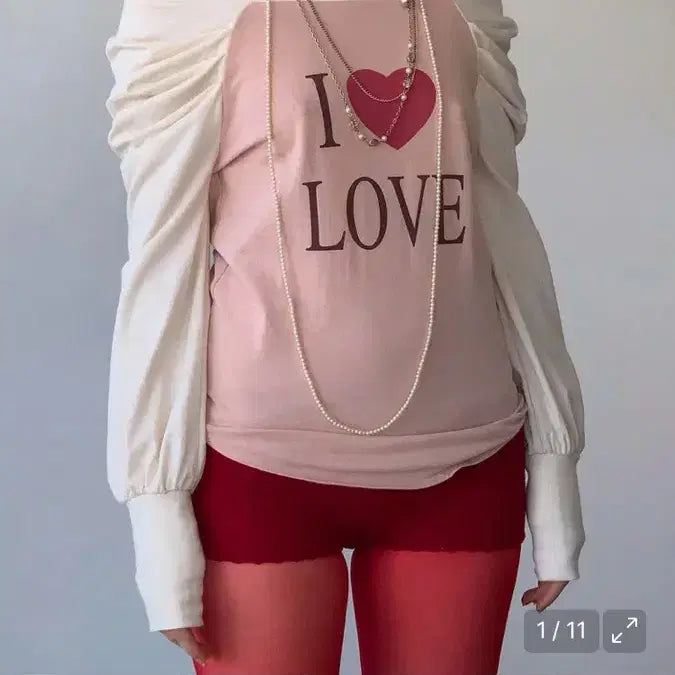 [BUNJANG] Sculptor Love Off-Shoulder T-Shirt Peach S / 스컬프터 Love 오프숄더 티 피치 S