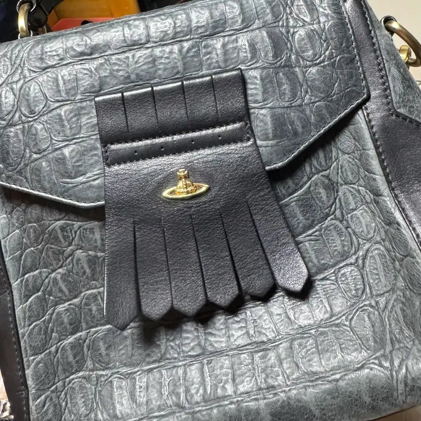 [BUNJANG] Vivienne Westwood Black Croc Tote Bag / 비비안웨스트우드 블랙 크로커 토트백 핸드백
