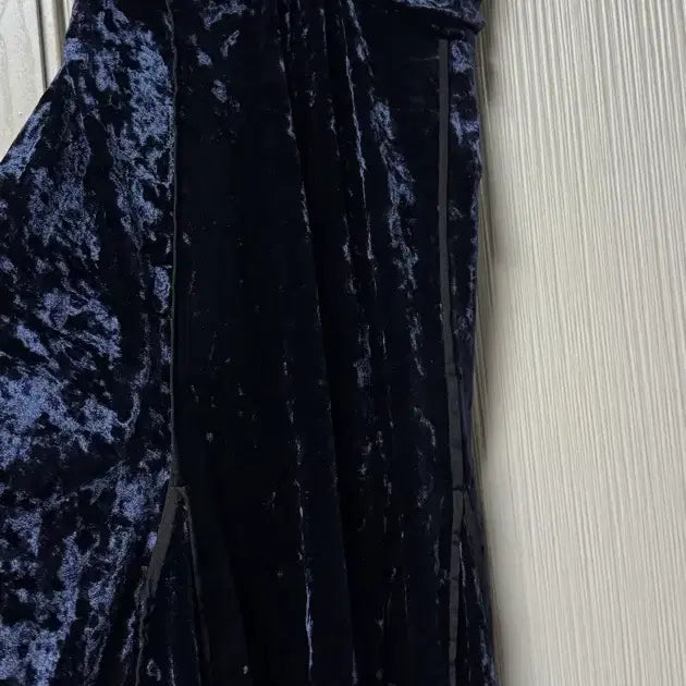 [BUNJANG] Navy Velvet Lace Slip Dress / 네이비 벨벳 레이스 슬립 원피스