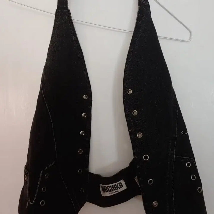 [BUNJANG] Michiko Koshino Black Denim Halterneck Vest / 미치코 코시노 블랙 데님 홀터넥 조끼