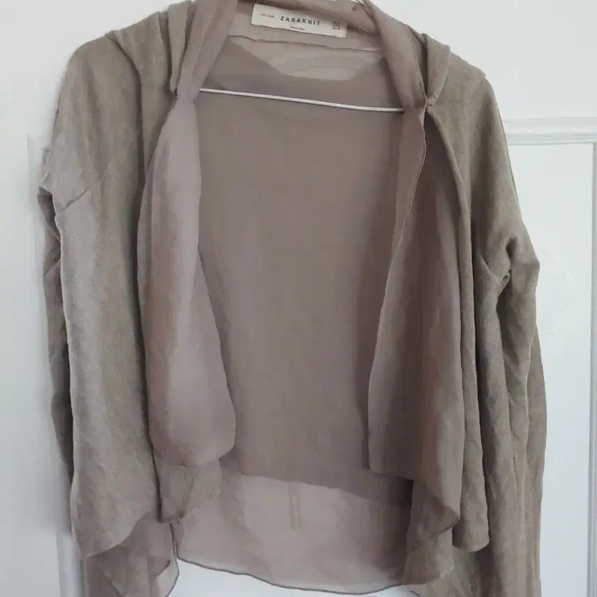 [BUNJANG] Zara Chiffon Short Cardigan Beige / 자라니트 베이지 쉬폰 숏 가디건