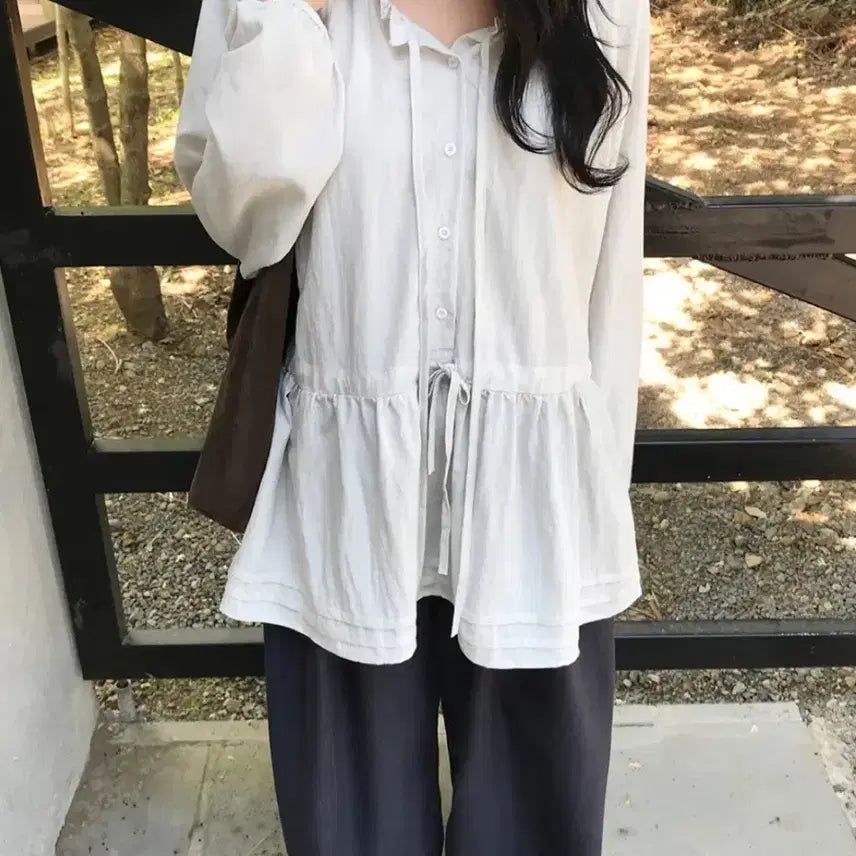 [BUNJANG] Eve Raglan Strap Long Blouse / 이브 레글런 스트랩 롱 블라우스