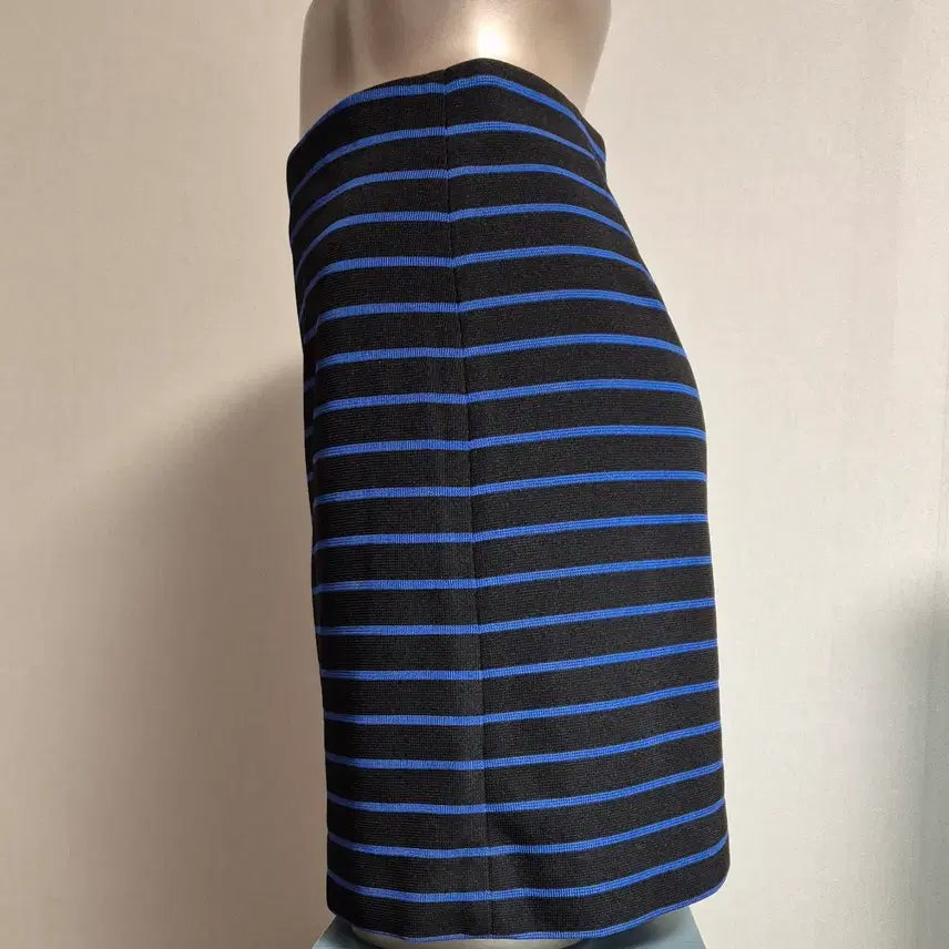 [BUNJANG] Line Stripe Mini Skirt (Black/Blue, M) / LINE 줄무늬 스커트 블랙/블루 M