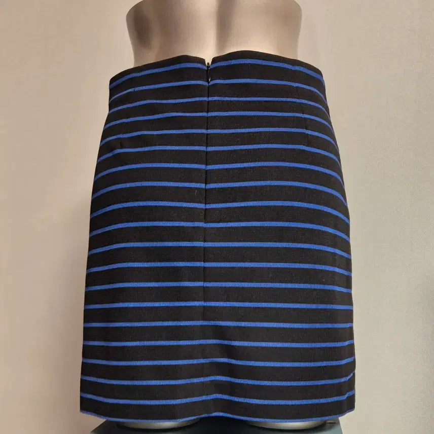 [BUNJANG] Line Stripe Mini Skirt (Black/Blue, M) / LINE 줄무늬 스커트 블랙/블루 M