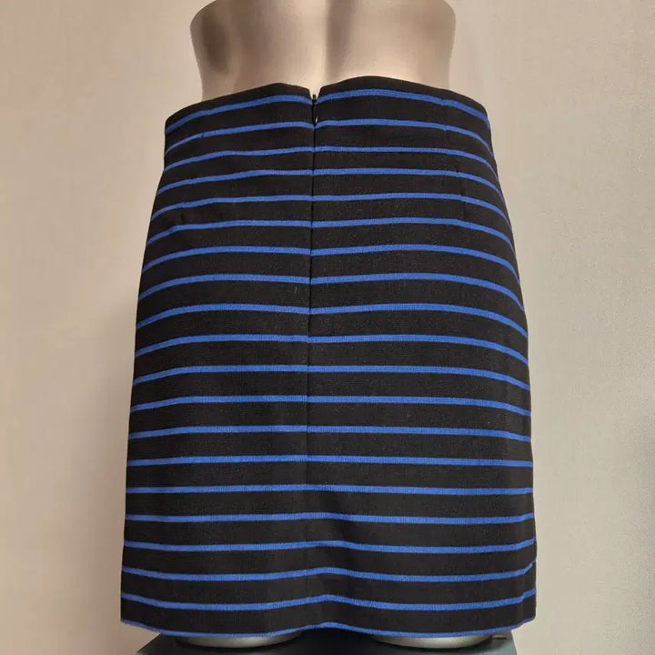 [BUNJANG] Line Stripe Mini Skirt (Black/Blue, M) / LINE 줄무늬 스커트 블랙/블루 M