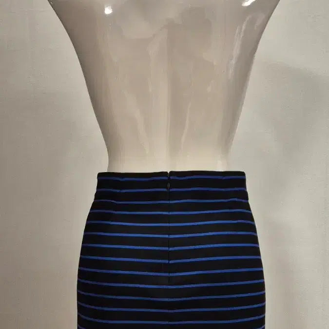 [BUNJANG] Line Stripe Mini Skirt (Black/Blue, M) / LINE 줄무늬 스커트 블랙/블루 M