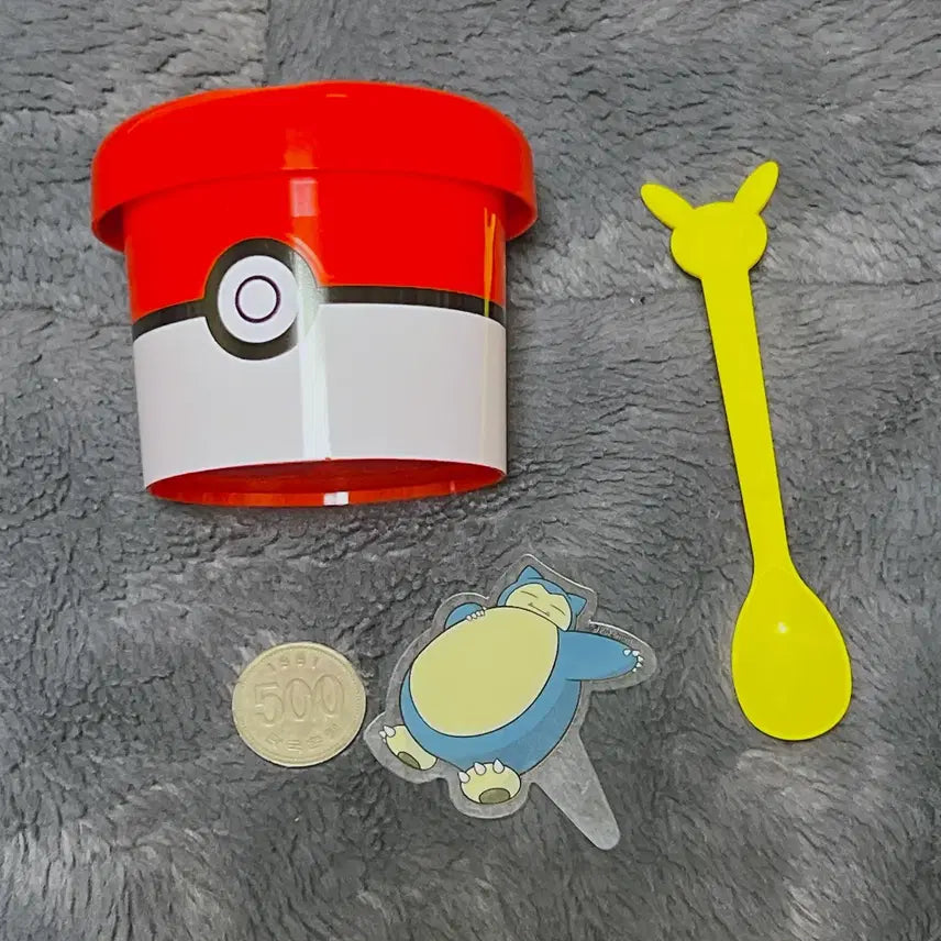 [BUNJANG] Pokemon Play Cup + Pikachu Spoon + Snorlax Coating Pick Set (Unsealed) / (개봉) 포켓몬플레이컵+피카츄스푼+잠만보 코팅픽 1개