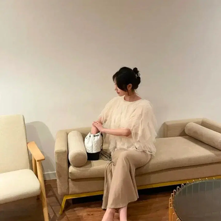 [BUNJANG] White Frill Blouse / (새거)화이트 프릴 블라우스