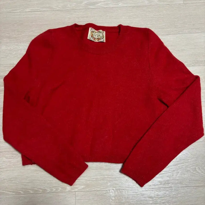 [BUNJANG] Angora Cropped Knit Sweater / 레드 앙고라 크롭 니트