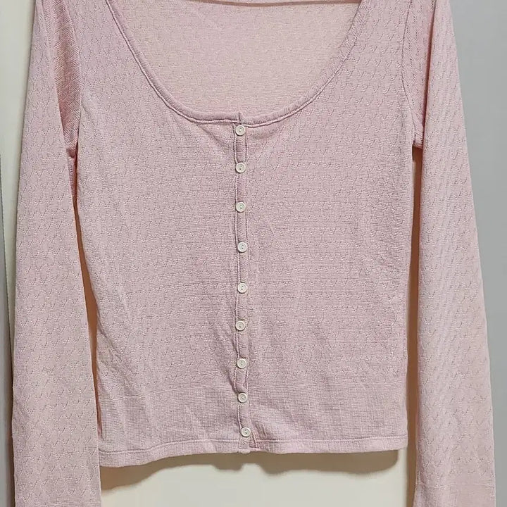 [BUNJANG] Basic Round Neck Cardigan (Pink) / 라운드넥 기본 가디건 (핑크)