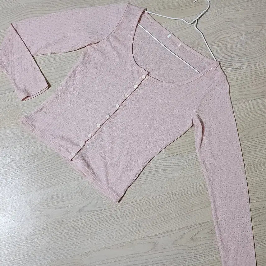 [BUNJANG] Basic Round Neck Cardigan (Pink) / 라운드넥 기본 가디건 (핑크)