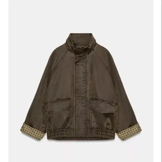 [BUNJANG] Zara Washed Check Wax Jacket (L) / (새상품/택있음)자라-페이크 워싱 체크 왁스 자켓(L사이즈)