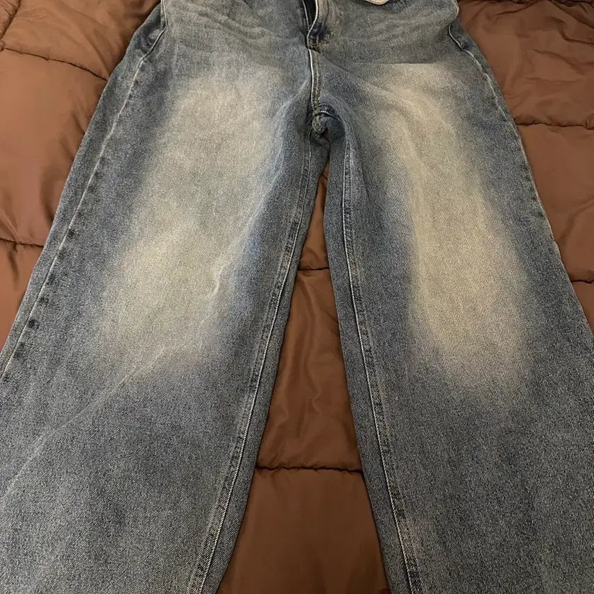 [BUNJANG] Denim Washed Wide Jeans / 데님 워싱 와이드 청바지