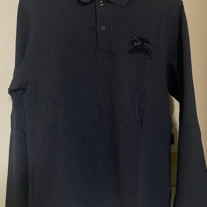 [BUNJANG] Burberry Navy Long-Sleeve Polo Shirt - Size M / 버버리 카라티 M 네이비 롱슬리브