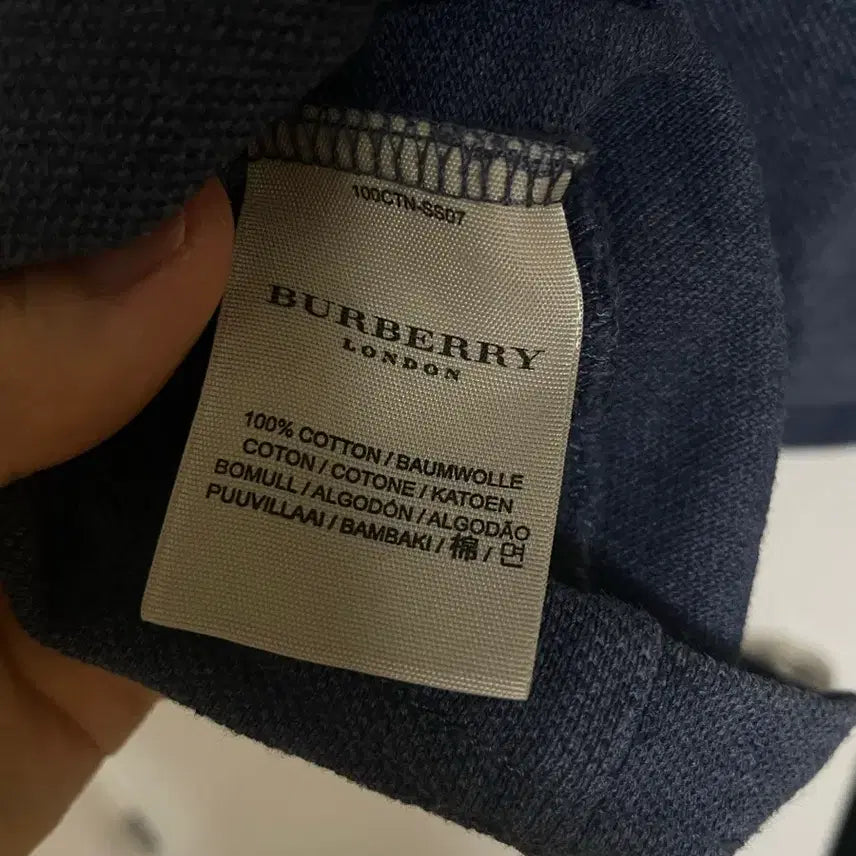 [BUNJANG] Burberry Navy Long-Sleeve Polo Shirt - Size M / 버버리 카라티 M 네이비 롱슬리브