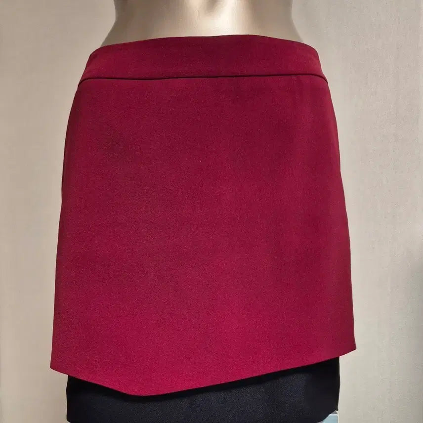 [BUNJANG] Burgundy Mini Double Layered Asymmetrical Skirt (Size 55) / 버건디 미니 이중 레이어드 언발 스커트 55