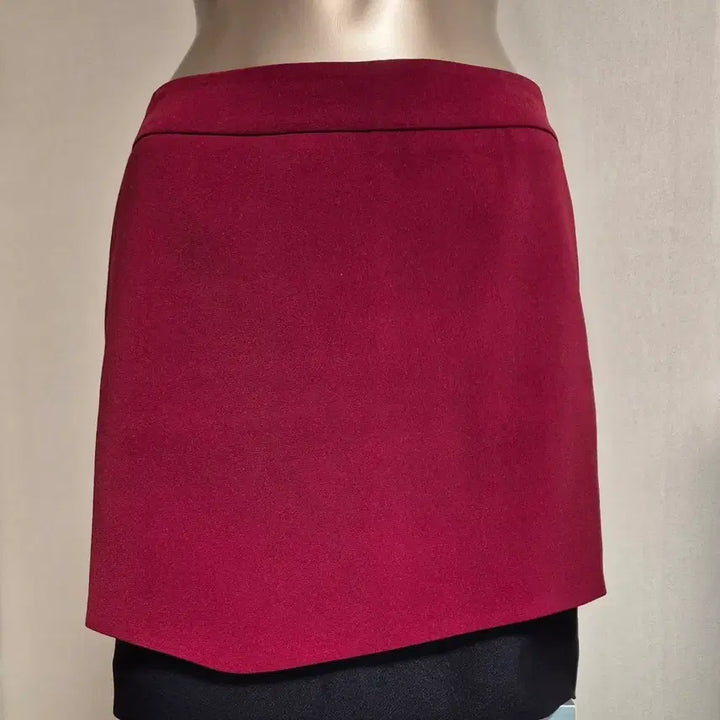 [BUNJANG] Burgundy Mini Double Layered Asymmetrical Skirt (Size 55) / 버건디 미니 이중 레이어드 언발 스커트 55