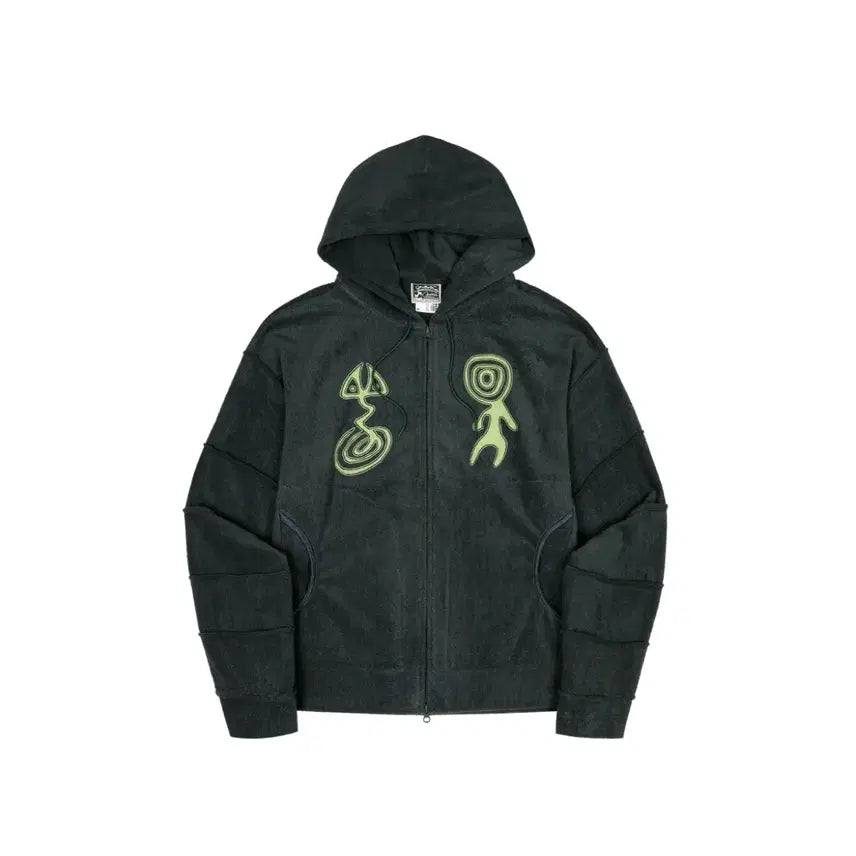 [BUNJANG] SOMEWHEREOUTSIDE Segmented Towel Hoodie Dark Green / [새상품] 썸웨어아웃사이드 SOHC 세그먼티드 타월 후드집업 다크그린