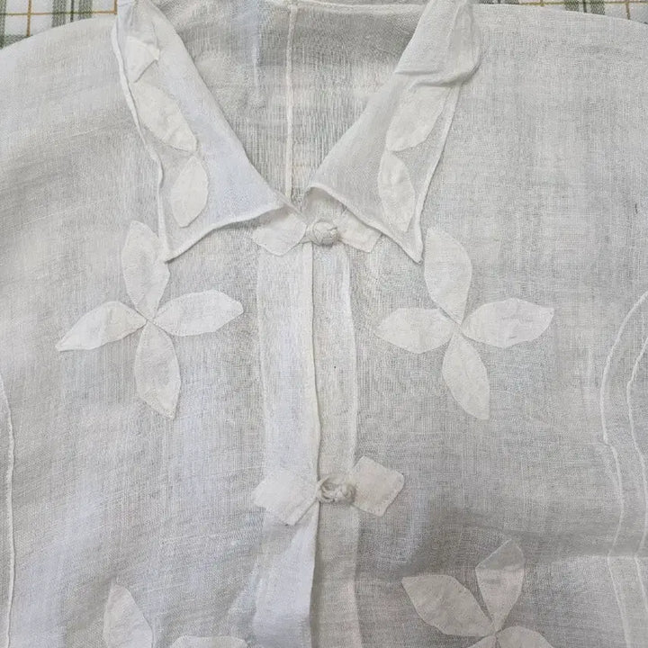[BUNJANG] Handmade Korean Ramie Shirt with Floral Embroidery / 3 ㅡ모시 국산 맞춤 작품 셔츠ㅡ55ㅡ66