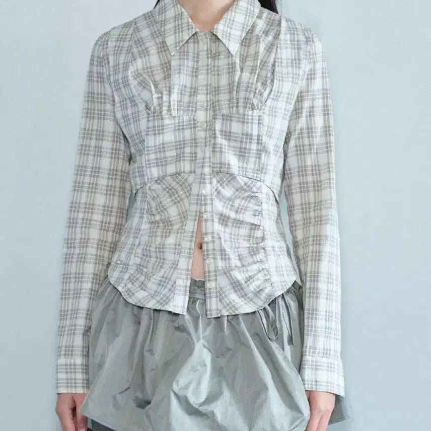 [BUNJANG] Seric Check Bustier Shirt / 세릭 체크 뷔스티에 셔츠