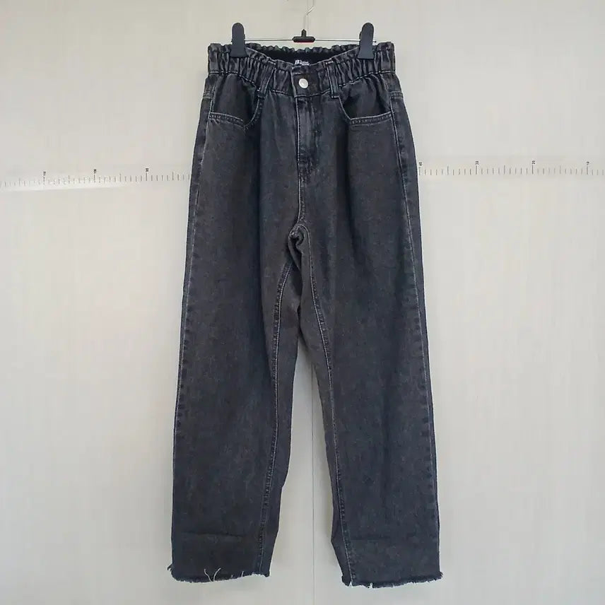 [BUNJANG] Black Washed Denim Pants / 블랙 워싱 데님 밴딩 바지