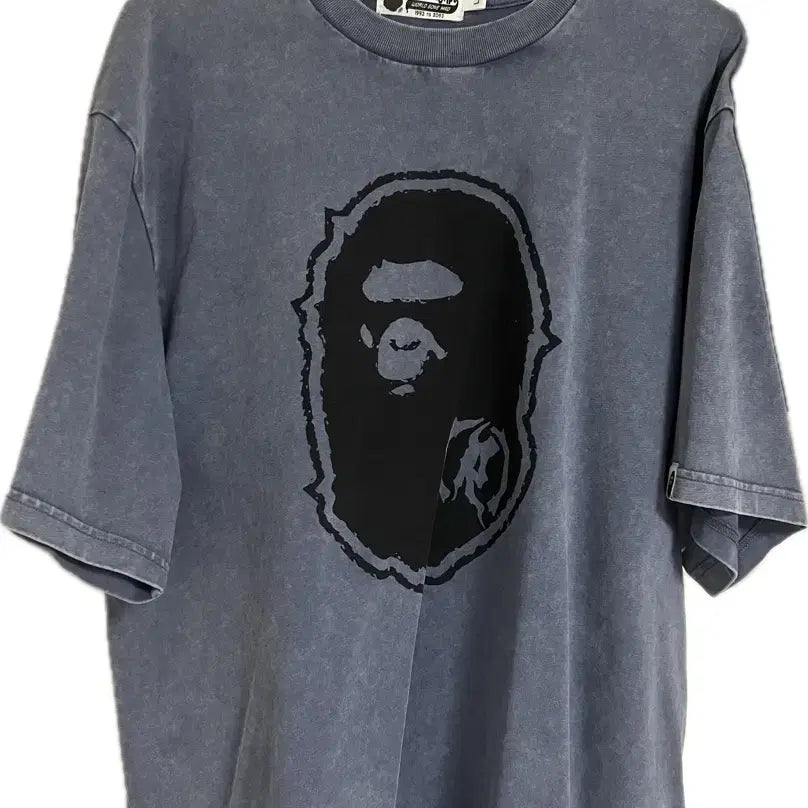 [BUNJANG] BAPE Garment Dyed Ape Head Relaxed Fit T-Shirt Charcoal / 베이프 가먼트 다이 에이프 헤드 릴렉스드 핏 티셔츠 차콜