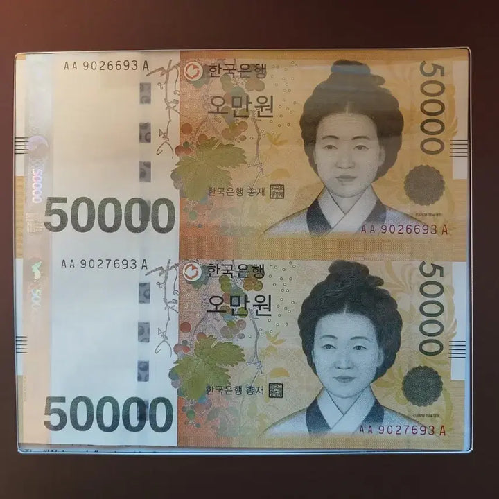 [BUNJANG] Bank of Korea 50,000 Won Connected Banknote AA9026693A / 한국은행 5만원 연결권 AA9026693A
