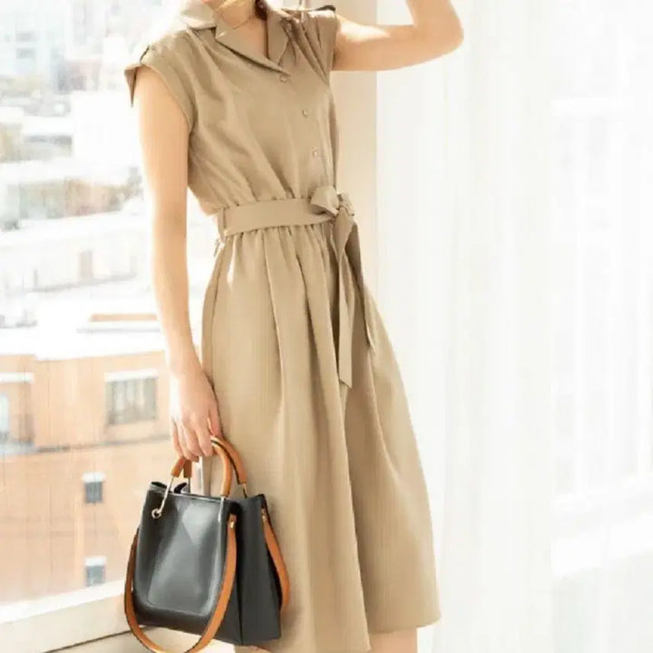 [BUNJANG] Jigott Sleeveless Shirt Dress / 지고트 셔츠형 민소매 원피스