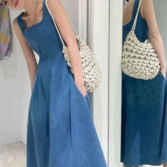 [BUNJANG] Square Neck Sleeveless Dress XL / 사각넥 무소매 원피스 XL(새상품)