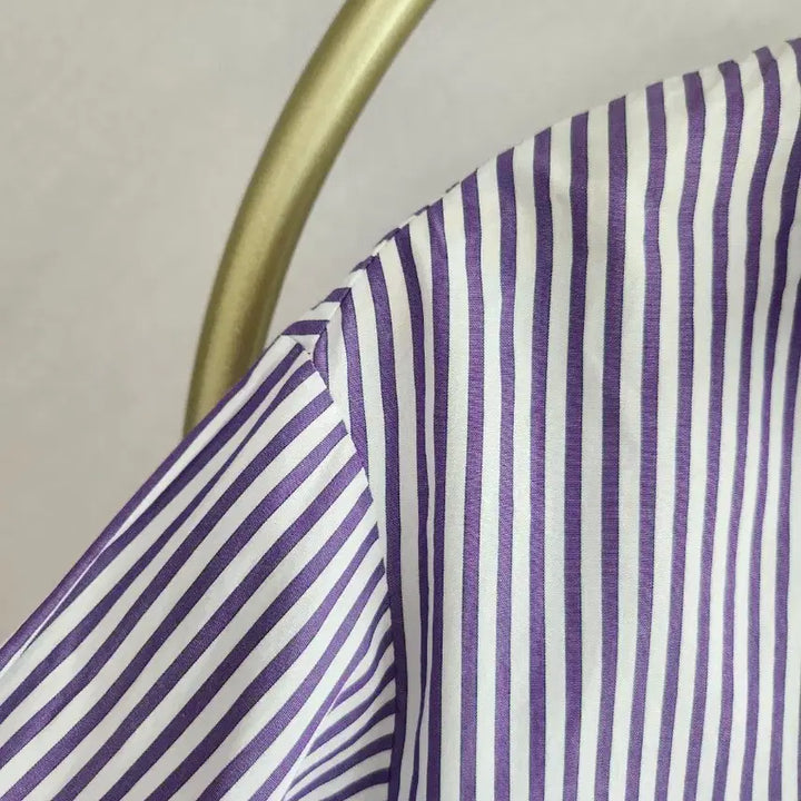 [BUNJANG] It MICHAA Striped Shirt Blouse 7/8 Sleeve / 잇미샤 스트라이프 셔츠 블라우스 7부