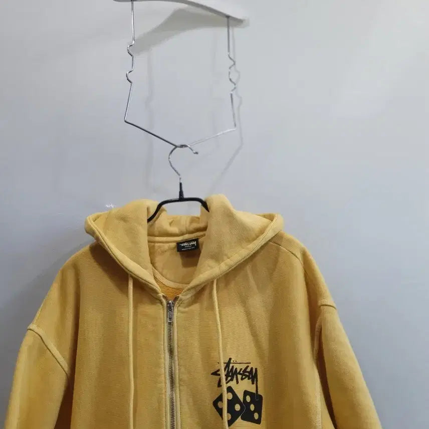 [SOLD OUT] 스투시 헤비코튼 옐로우 다이스 후드집업 L