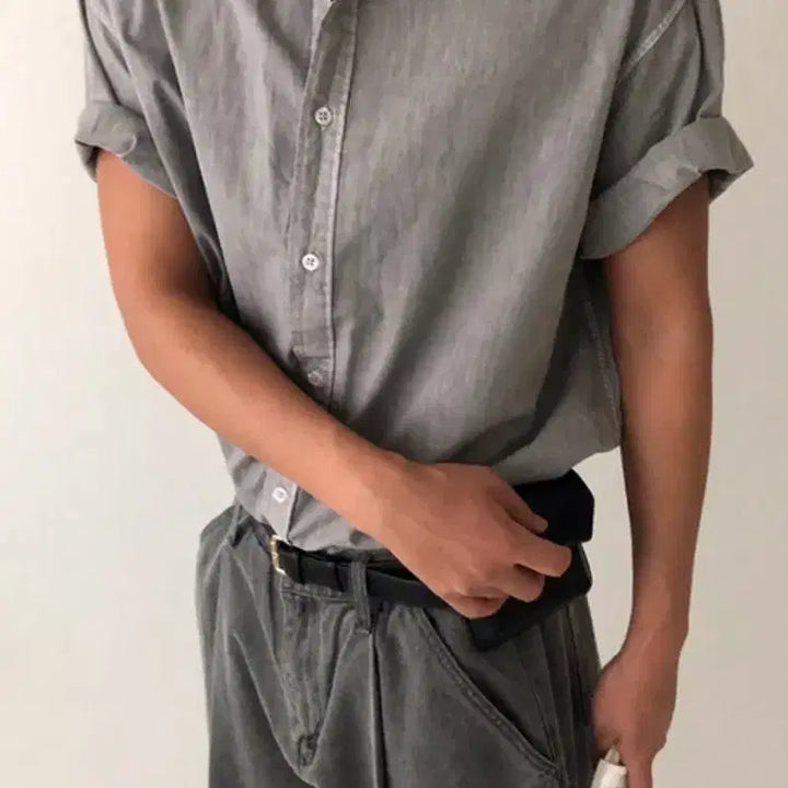 [BUNJANG] New Chief Chic Pigment Washing Light Half Shirts / 뉴치프시크 pigment washing light half shirts