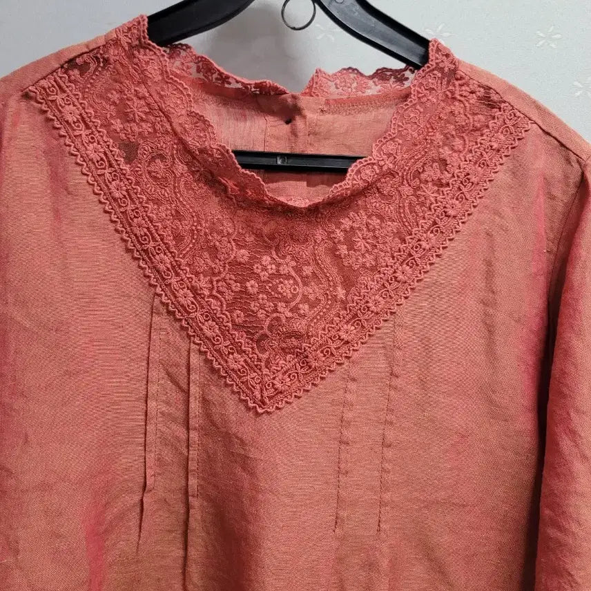 [BUNJANG] Lace Panel Floral Print Blouse / 77)레이스배색  꽃무늬 마블라우스