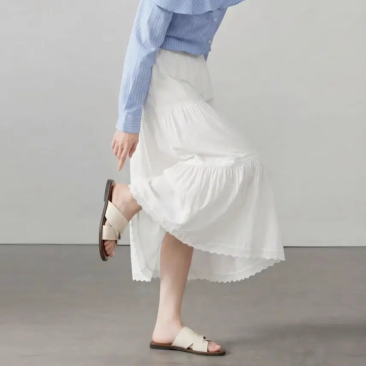 [BUNJANG] White Long Skirt / 화이트 롱 스커트 롱치마