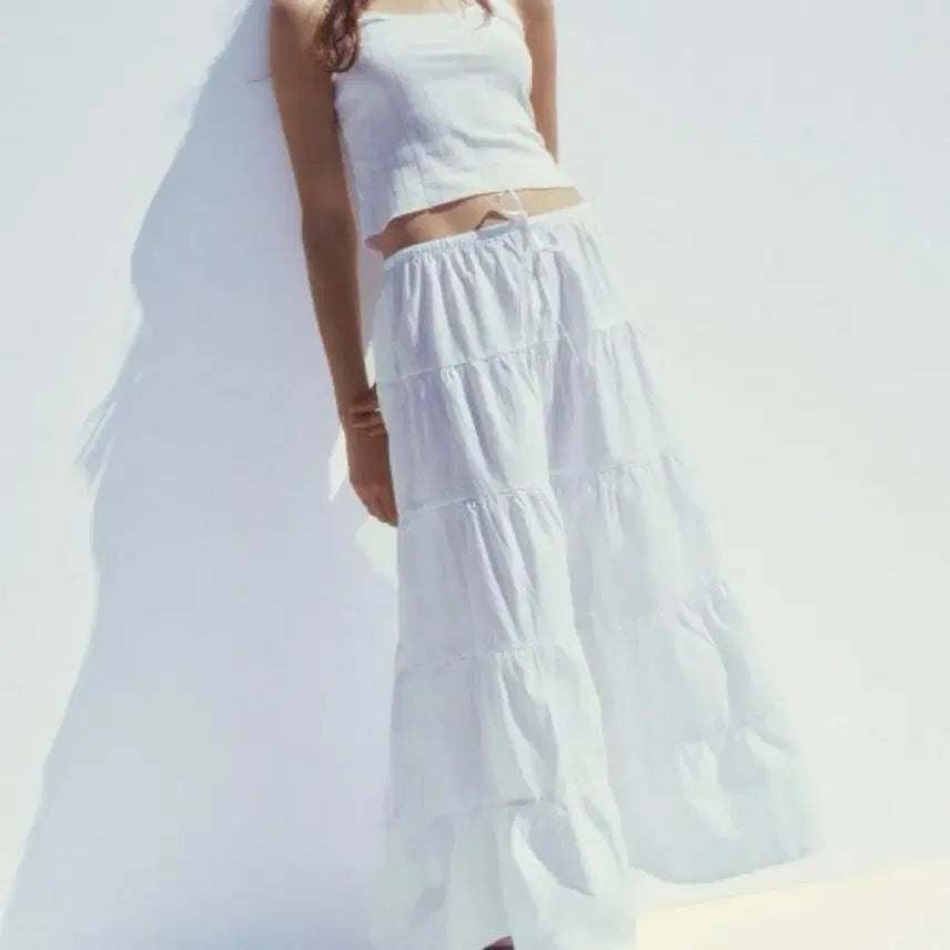 [BUNJANG] Zara White Long Panel Skirt XS / 자라 화이트 롱 패널 스커트 XS (4391/441)