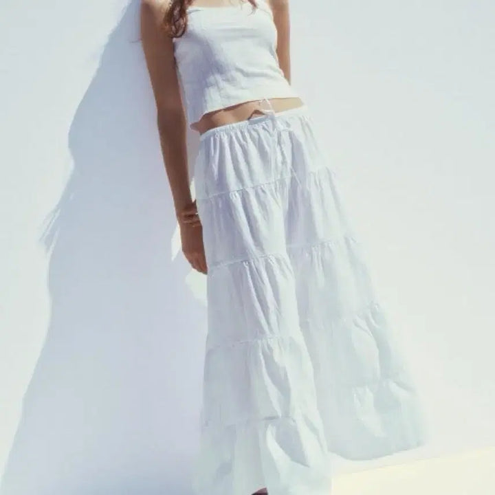 [BUNJANG] Zara White Long Panel Skirt XS / 자라 화이트 롱 패널 스커트 XS (4391/441)